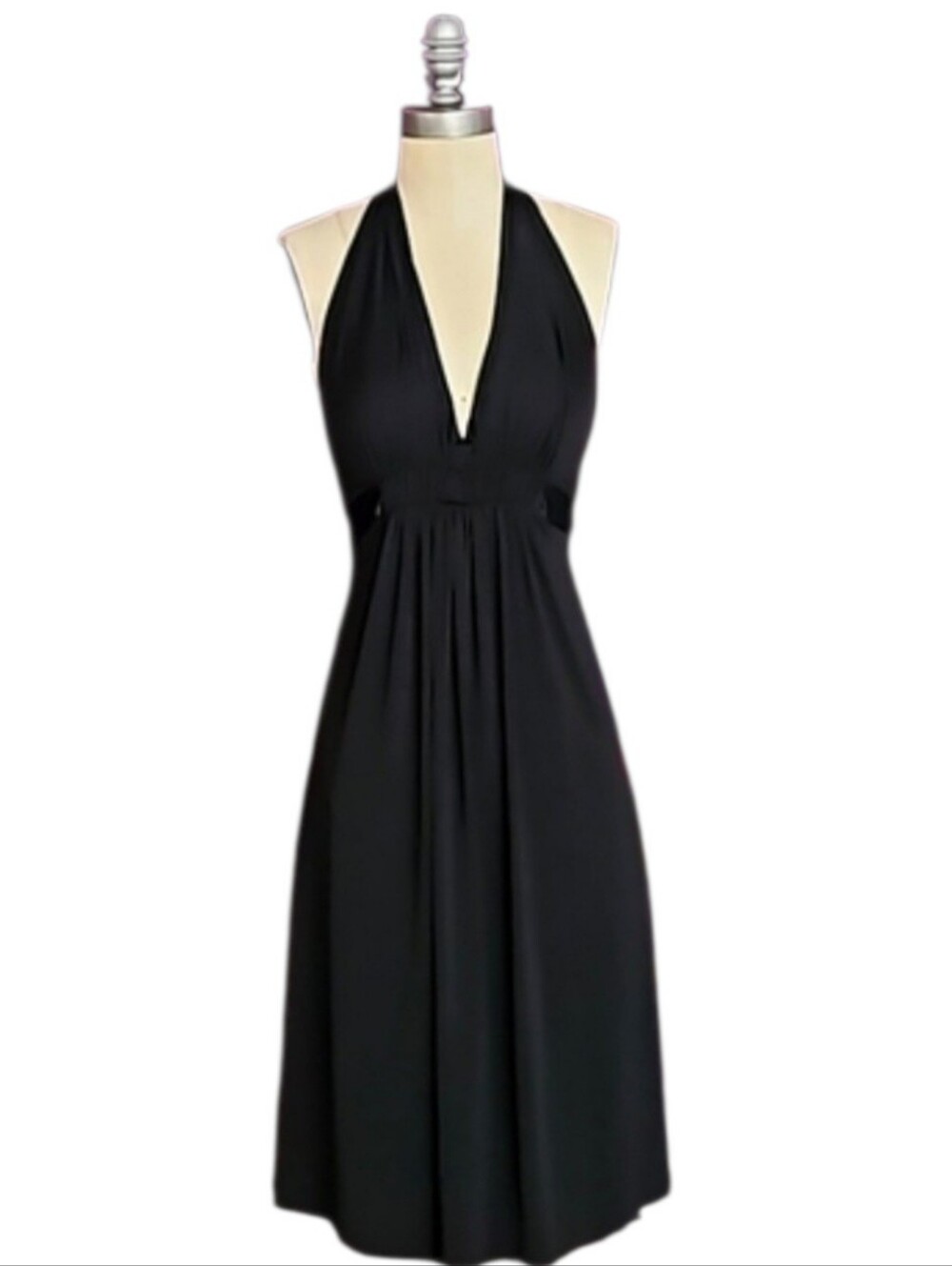 Vintage 90s BCBGMaxAzria halter dress black backless V Neck